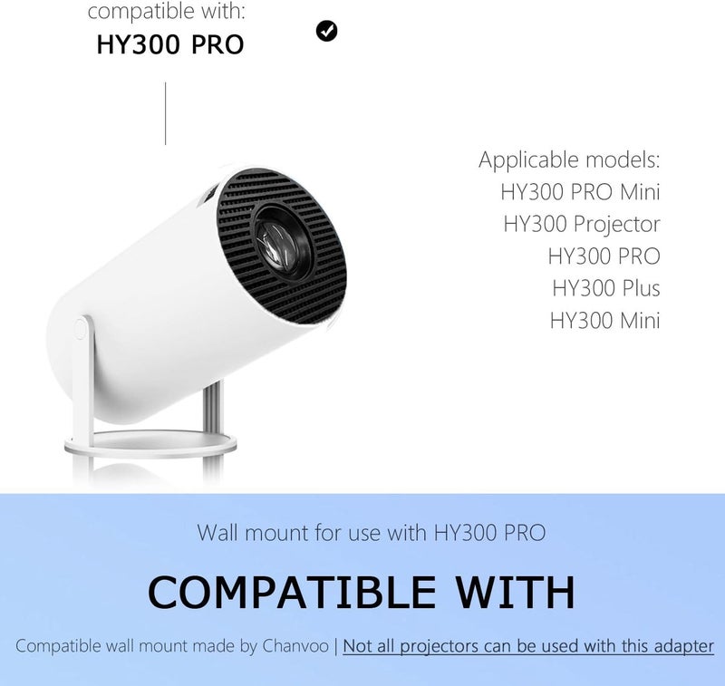 Chanvoo Drill Free Wall Mount Compatible with HY300PRO Mini Projector Ceiling Mount, HY300 PRO Accessories Aluminum Wall Mount Stand - Image 4
